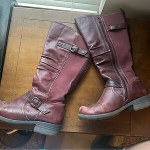 Tall Burgundy Leather Boots